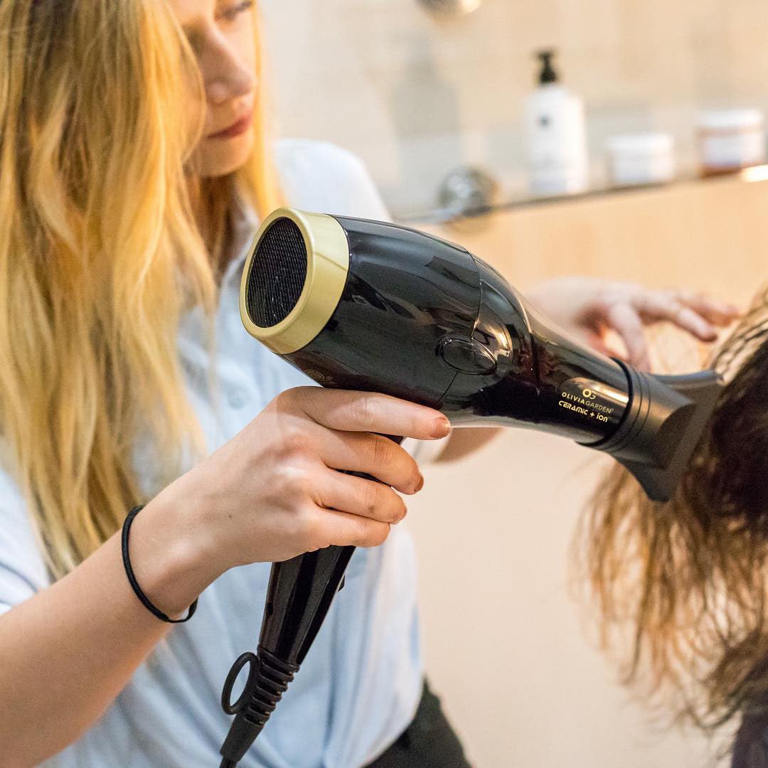Olivia Garden 1875W Ceramic + Ion Professional Hair Dryer for Men and Women - Fast Drying Blow Dryer - Powerful Ionic Generator - 3 Heat Settings - With 2 Nozzles and Storage Bag