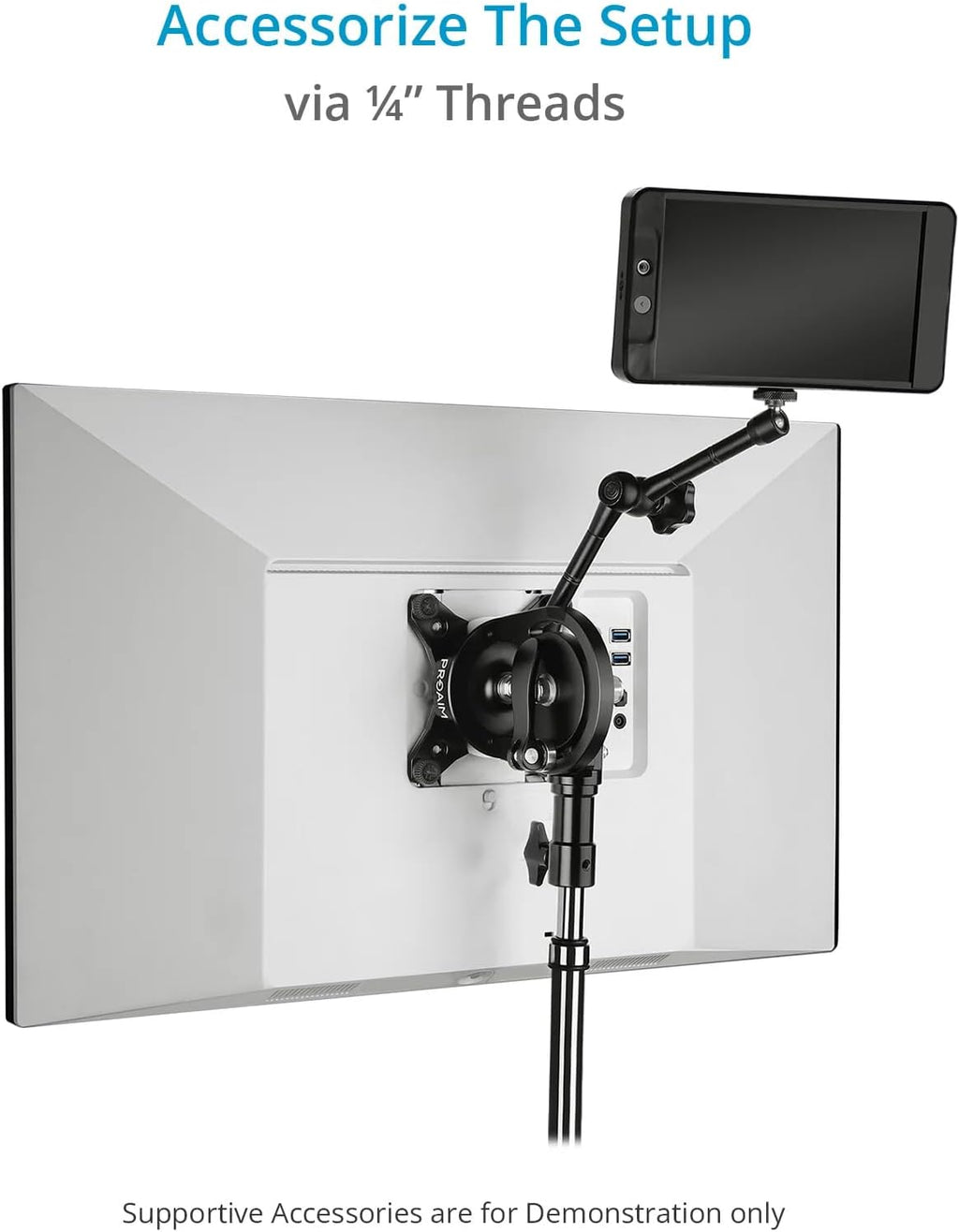 PROAIM 360° Rotation (75mm/100mm) Tilting Monitor Mount. Comes with a 5/8' Baby Pin Receiver. Tilt Range: 230°. Payload up to 22kg / 50lb (P-ROTN-01)