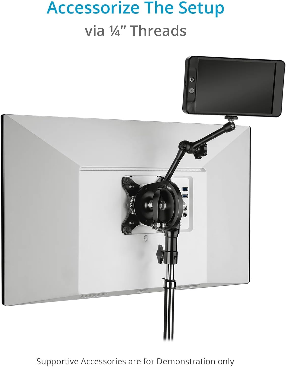 PROAIM 360° Rotation (75mm/100mm) Tilting Monitor Mount. Comes with a 5/8' Baby Pin Receiver. Tilt Range: 230°. Payload up to 22kg / 50lb (P-ROTN-01)