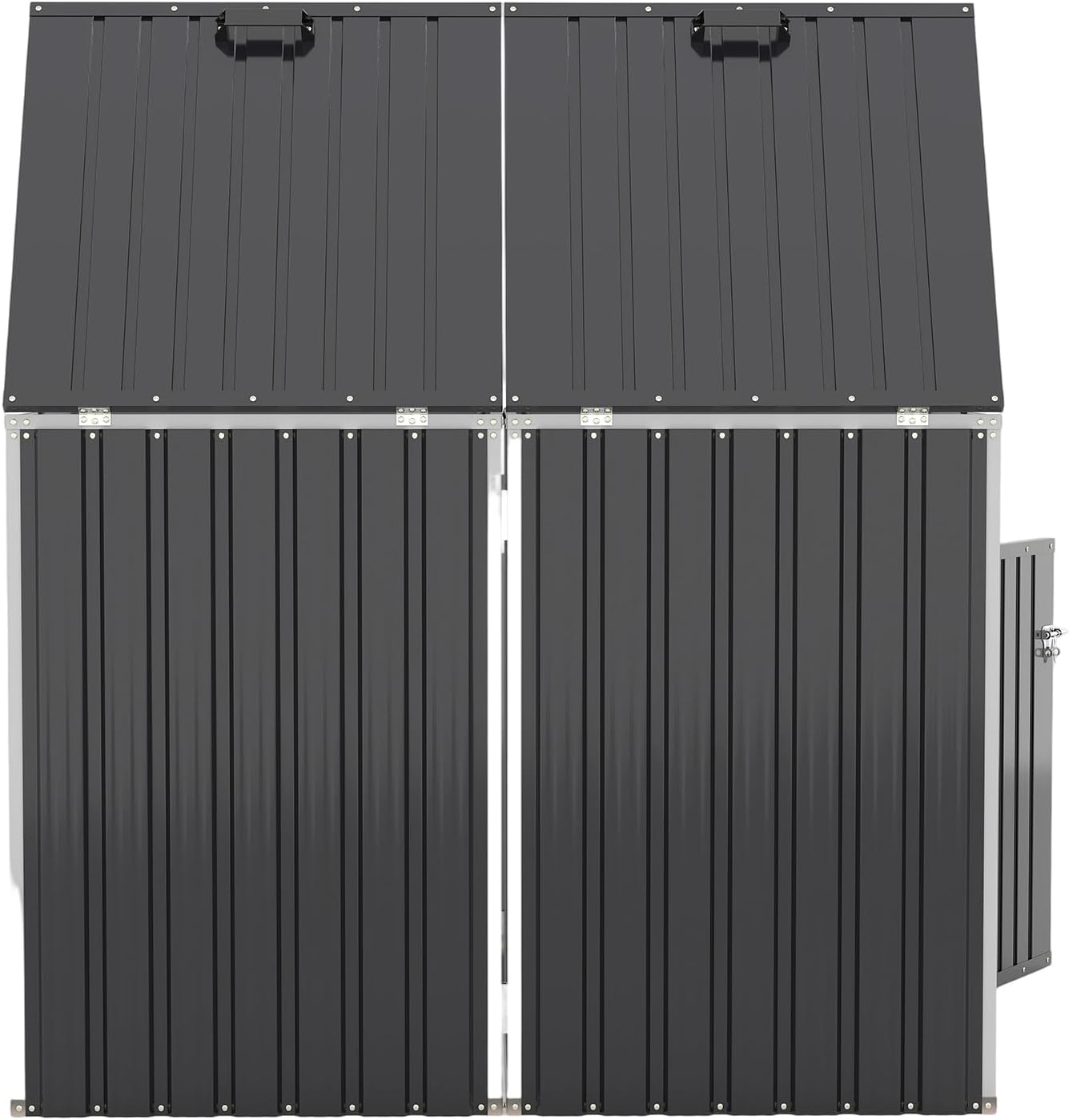 Outdoor Trash Can Storage, Garbage Bin Shed Stores 2 Trash Cans with Pneumatic Support Rod, 54 Cubic feet of Space, Metal Outdoor Storage Shed for Garbage Cans, Garden, Backyard, and Patio, Grey