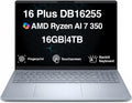 Dell 16 Plus DB16255 AI Business Laptop 16.0' Touchscreen FHD+ Display (AMD Ryzen AI 7 350, 16GB LPDDR5X, 4TB M.2 PCIe SSD, AMD Radeon 860M, Fingerprint, BT 5.4, Backlit, WiFi 7 Win 11 Pro)