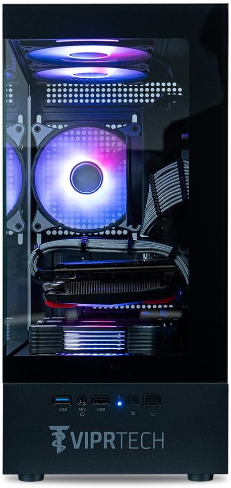 ViprTech Stryker 1.0 Gaming PC - Intel i5-9400F (4.1GHz Turbo), AMD RX 580 8GB, 16GB DDR4, 500GB SSD, WiFi BT, Win 11 Pro, RGB, Desktop Computer Prebuilt, Black