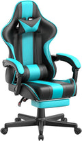 Ferghana Gaming Chairs, Ergonomic Racing Style PC Game Computer Chair with Headrest Lumbar Support Adjustable Recliner PU Leather Video Computer Chair(Lake Blue)