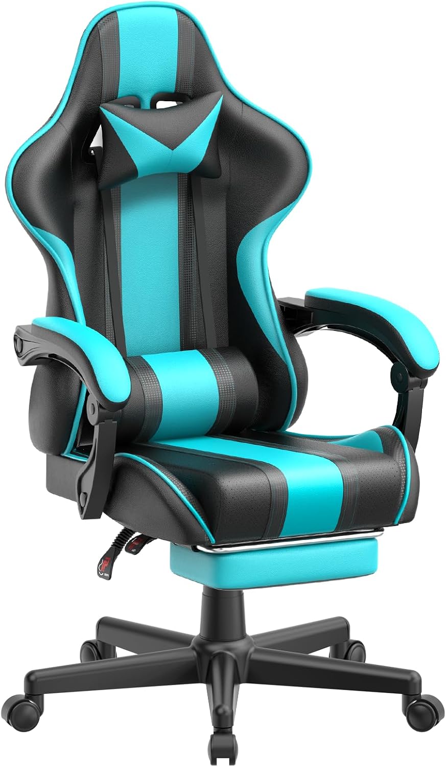 Ferghana Gaming Chairs, Ergonomic Racing Style PC Game Computer Chair with Headrest Lumbar Support Adjustable Recliner PU Leather Video Computer Chair(Lake Blue)