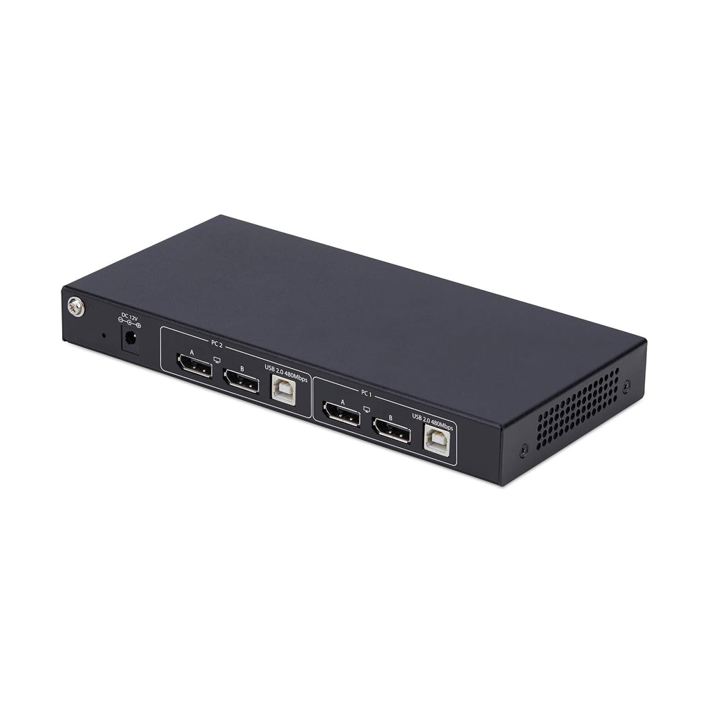 StarTech.com 2-Port Dual-Monitor DisplayPort KVM Switch with Dual View Video Matrix, 4K 60Hz, 4X USB Hub Ports, TAA Compliant
