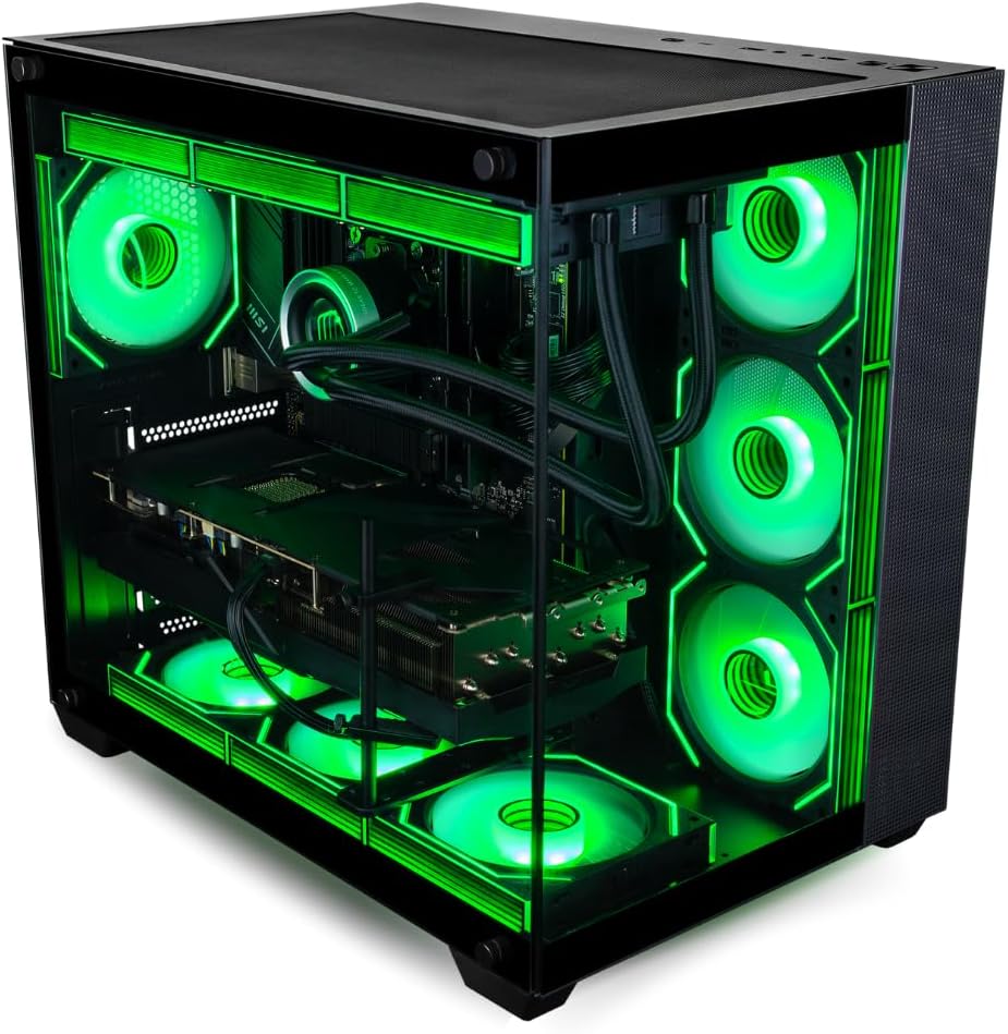 Panorama XL RTX 5090, AMD Ryzen 9 9950X3D, 96GB DDR5 RAM, 4TB Gen4 SSD, 360mm Liquid Cooled Gaming Desktop PC w/Windows 11 Pro, 3 Year Warranty, RGB Keyboard+Mouse, Internal WiFi 7, 3X DP, HDMI & RJ45