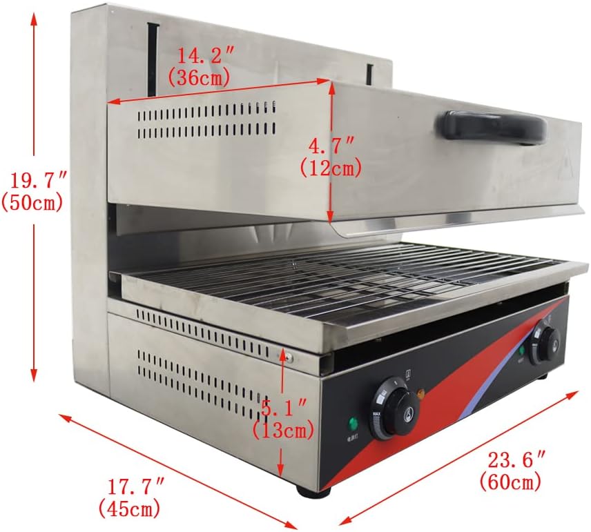 INTSUPERMAI 220V Electric Lift-Up Salamander Stainless Steel 4000W Food Equipment Electric Salamander Stove Grill Barbecue Oven Cheese Melter