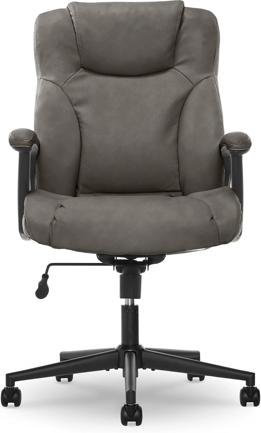 Serta Connor Executive Office Chair, Ergonomic Computer Chair with Layered Body Pillows, Contoured Lumbar, Adjustable Seat Height, Bonded Leather, Gray