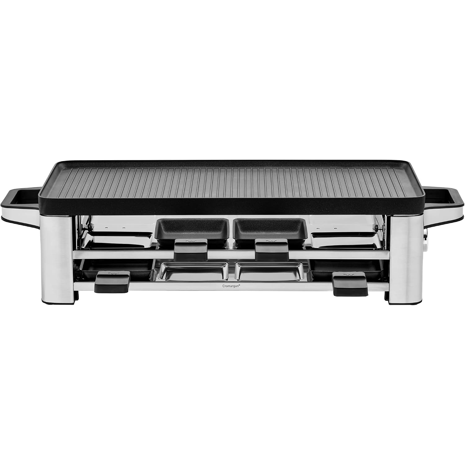 ERNITERTY WMF Lono Raclette Grill mit Pfännchen und Schiebern, Raclette 8 Personen, edelstahl matt, 1500W, White, (415040011)