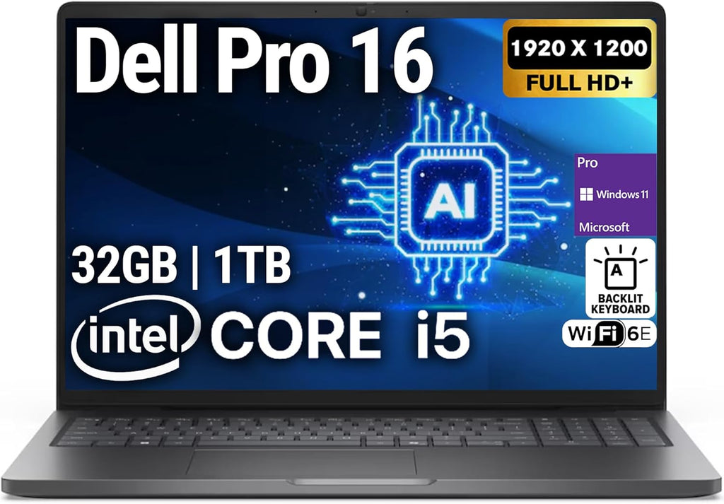 Dell Pro 16(Next-gen Latitude 3550) 16' FHD+ Display Business Laptop, Intel 10 Core i5-120U, 32GB DDR5 RAM, 1TB SSD, WiFi 6E + BT, Backlit Keyboard, HD Webcam, RJ-45, Win 11 Pro