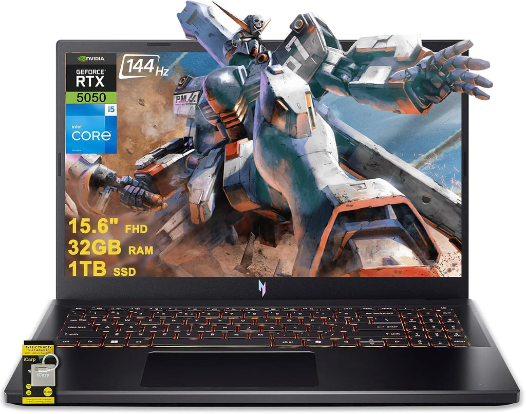 acer Nitro V 15 Gaming Laptop 15.6' FHD IPS 165Hz Intel 8-core i5-13420H 32GB RAM 1TB SSD GeForce RTX 5050 GDDR7 DLSS4 (Up to 440 AI Tops) Backlit Thunderbolt Wi-Fi6 Win11 ICP Hub
