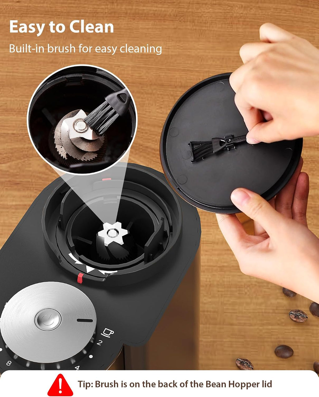 Aromaster Burr Coffee Grinder,Adjustable 2-12 Cups Timer, Black