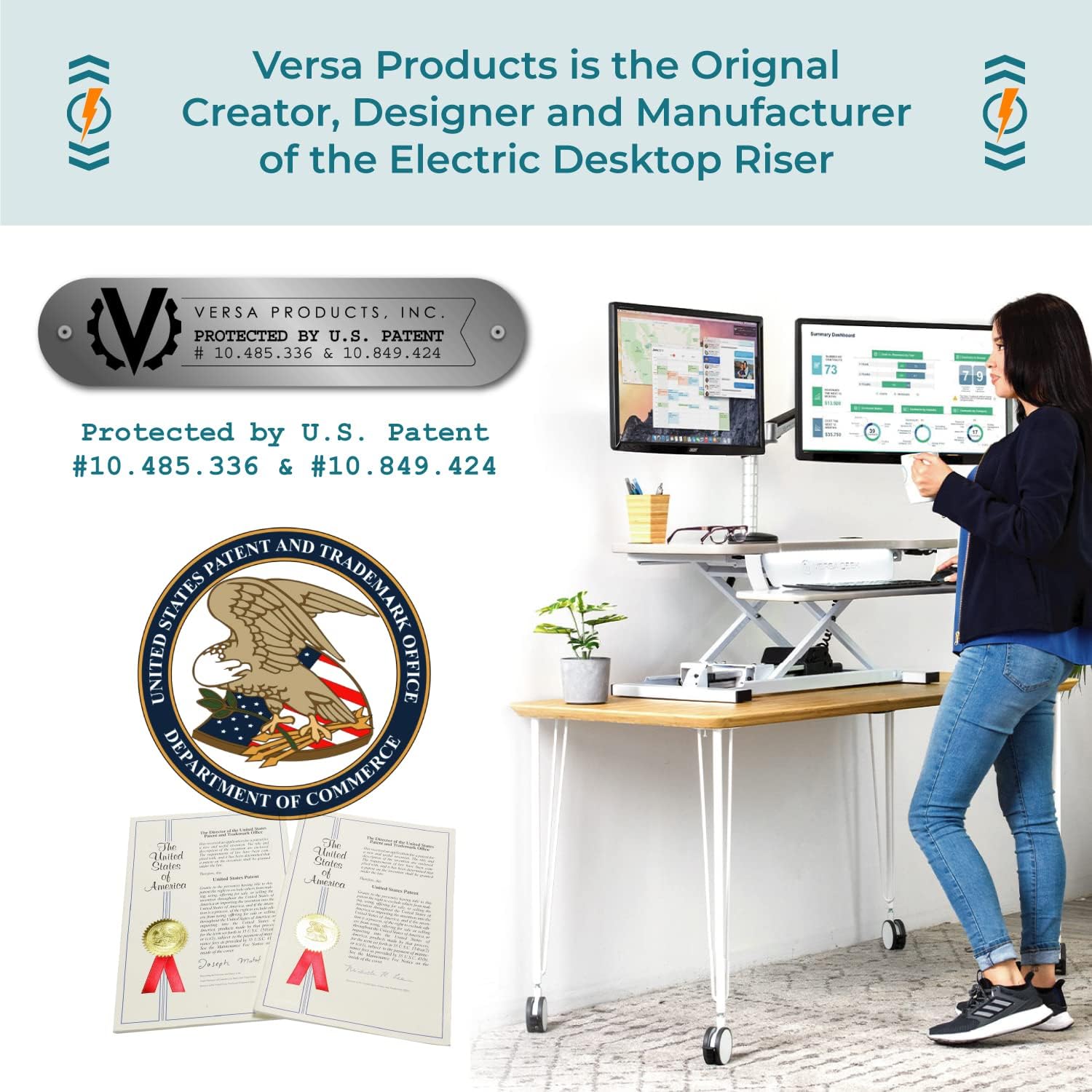 VERSADESK PowerPro™ 40' x 24' Standing Desk Converter | 7.75' - 23.5' Electric Height Adjustable Sit to Stand Desk Riser w/ Keyboard Tray & USB Hub - Ergonomic Workstation for Home & Office, Cherry
