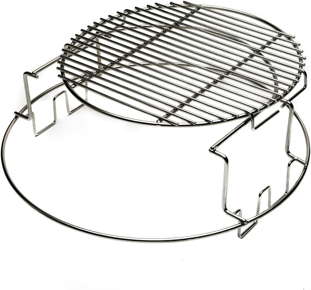 Replacement BGE 2-Piece Multi-Level Rack for Large Green Egg, Stainless EGGspander Kit - Multi-Function Cooking System Expander Grill Stack Rack Works for Direct and Indirect Cooking