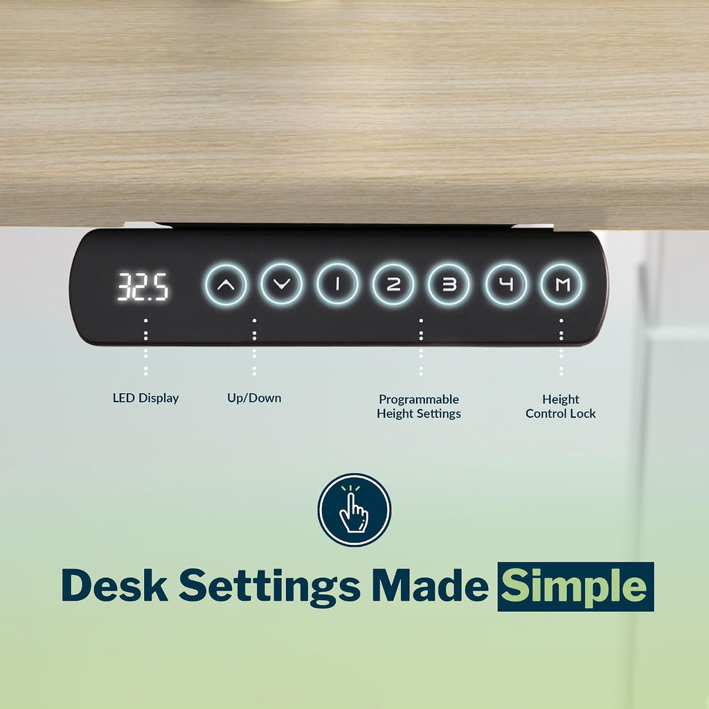 Vari Command Center Electric Standing Desk – 120° Curved Sit-Stand Gaming Desk Corner Workstation for Triple Monitors + Sloped Front Edge, 4 Height Settings, 200 lb Capacity (Light Wood/Slate)