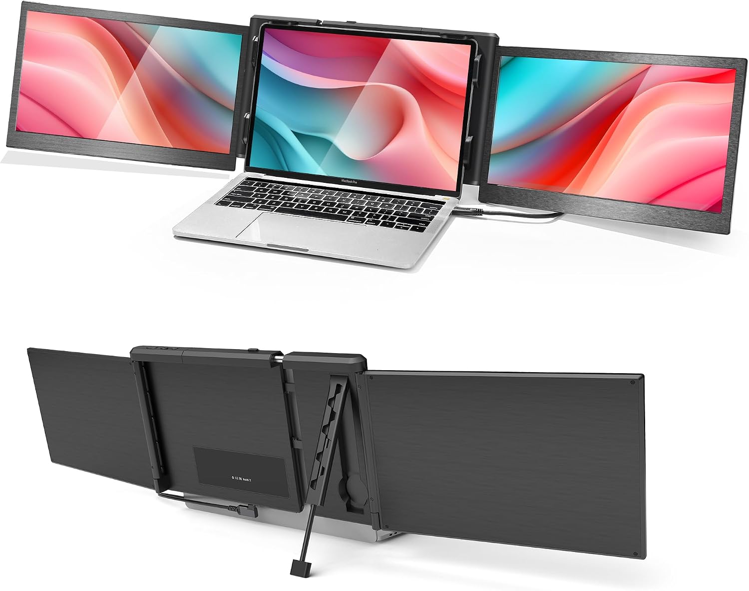 Alecewey P2 PRO Triple Portable Monitor for Laptop Screen, 13.3' FHD 1080p IPS Display, Type-C/PD/TF Support, M1/M2 MacBook, for 13.3'-16.5' Notebook Computers, Windows Phone