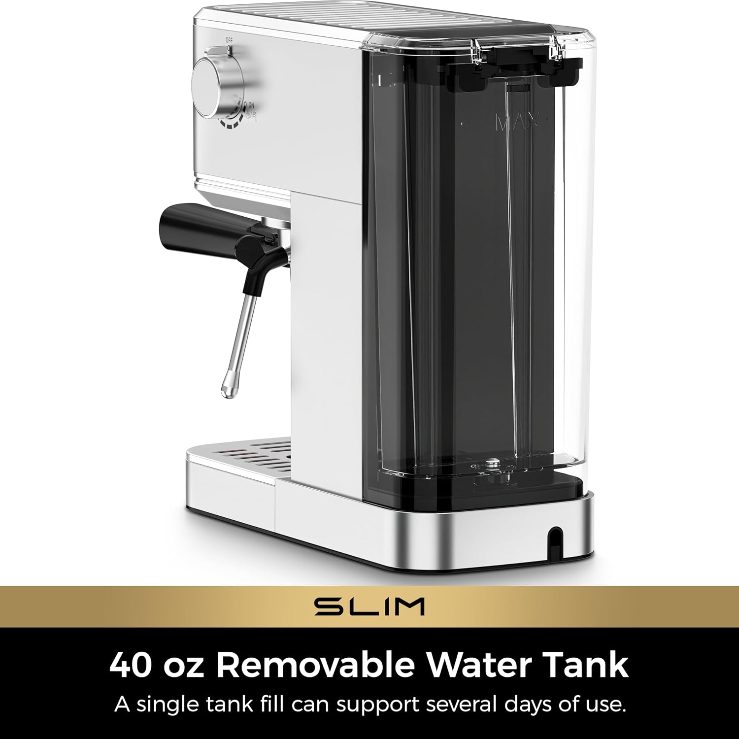 CHULUX Slim Espresso Machine with Milk Frother, 20 Bar Professional Italian Pump Espresso Coffee Machine for Home Cappuccino & Latte Maker, Stainless Steel, Silver