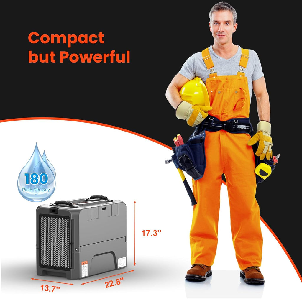 Abestorm LGR85 180 Pints Commercial Dehumidifier with Pump, Industrial Dehumidifiers for Basement Crawl Space Warehouse, Auto Defrosting, Memory Starting, 5 Years Limited Warranty
