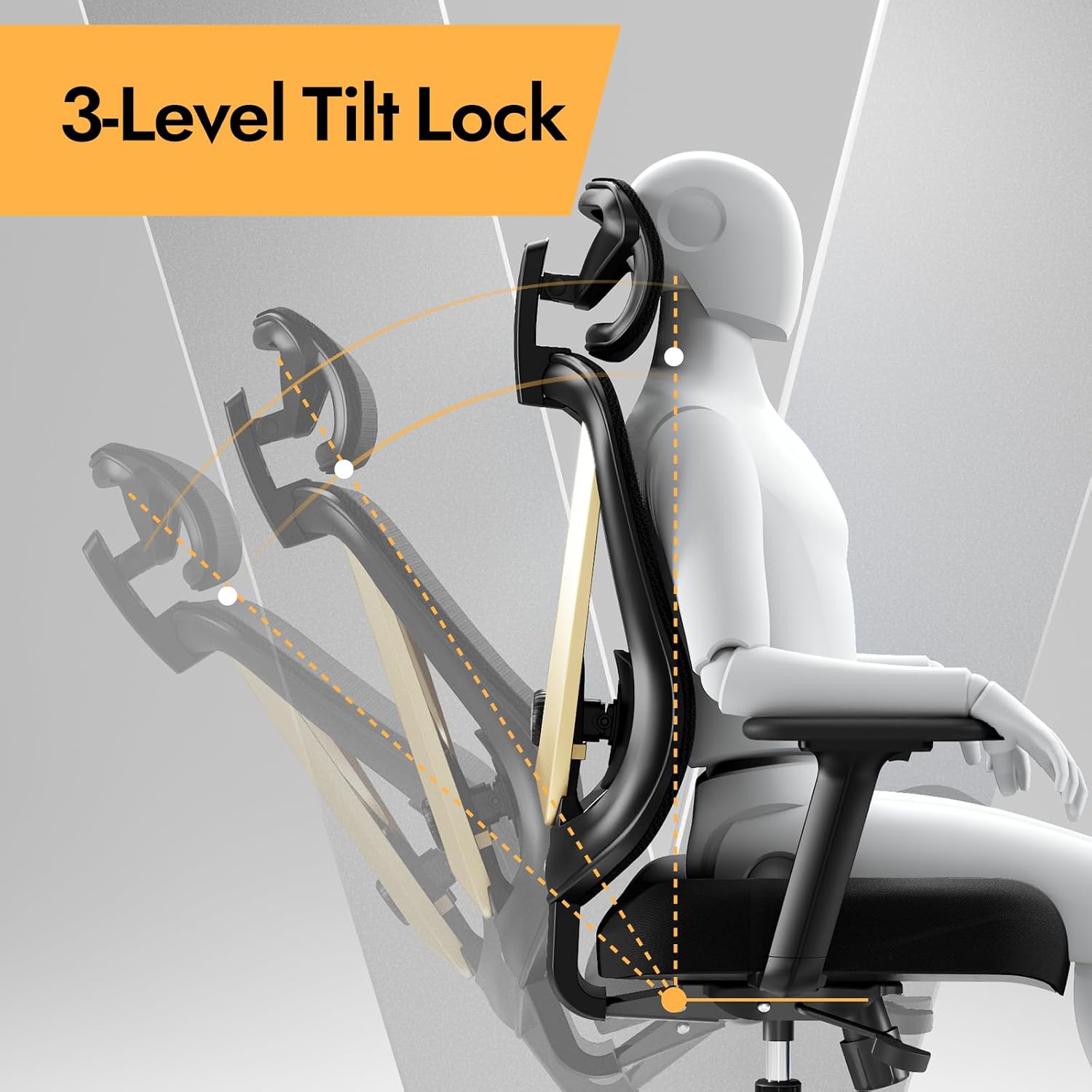 HOLLUDLE Ergonomic Mesh Office Chair - 3D Adjustable Lumbar Support & 3D Armrests, V-Shaped Back, Adjustable Desk Chair for Office & Home, Black and Gold