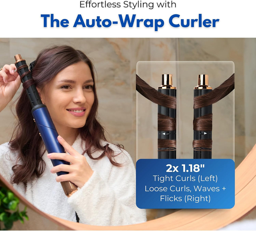 Hair Dryer Brush 6-in-1 Air Styler – Fast-Drying 110,000 RPM Ionic Blow Dryer with Straightener & Curler Attachments, Hair Styling Tools, Multi-Styler with Auto-Wrap Curlers, Best Gift for Girl/Women