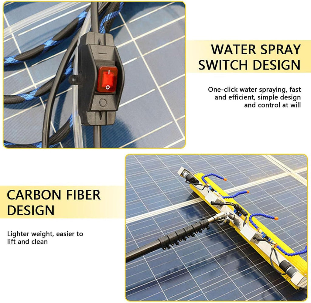 Solar Panel Cleaning Roller Brush Kit 100cm Water Fed Pole Adjustable Electric Brush for Outdoor Window Cleaning Photovoltaic Panel Cleaner 4m/13ft