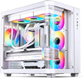 JONSBO TK-3 White One-Piece Curved Glass ATX Mid Tower Pc Case, One-Piece Curved Glass, Support BTF MB/Dual 360 AIO/ATX PSU/40Series GPU, with 10 Fan Positions, 270 Degree Side View Display,White
