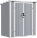 5x3 ft Outdoor Storage Shed with Floor, All-Weather Resin Tool Shed with 2 Shelves, Heavy-Duty Garden Shed for Yard, Bicycle, and Lawn Equipment, Easy Assembly, Aritic Light Gray