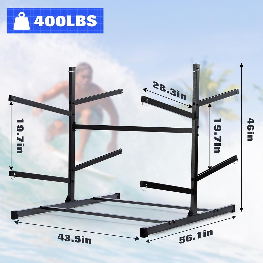 Kayak Storage Rack, Heavy Duty Kayak Racks for Garage and Outdoor Storage, Storage Rack for Kayak, Canoe, Surfboard & Paddleboard