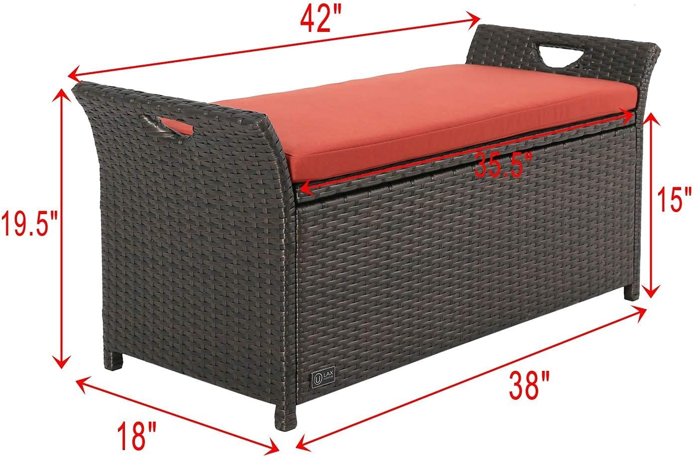 Ulax furniture Outdoor Storage Bench Rattan Style Deck Box w/Cushion
