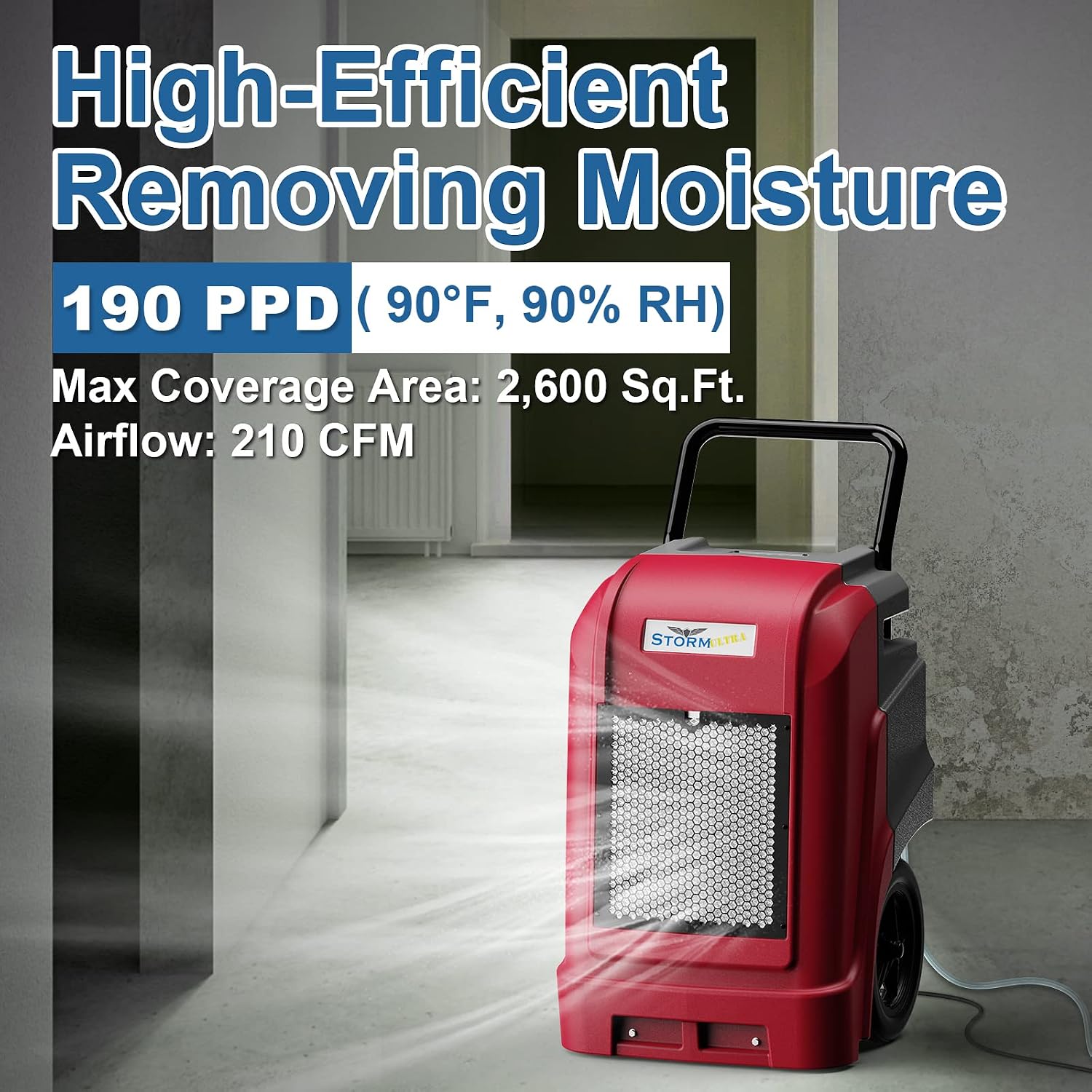 ALORAIR Smart WiFi Commercial Dehumidifier 190 PPD with Pump, Industrial Dehumidifiers Large Capacity for Basements, Garages & Job Sites, 5 Years Limited Warranty
