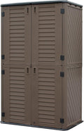 Mrosaa Sheds & Outdoor Storage, 52 Cu.ft Vertical Storage with Floor, Cabinet Waterproof for Garage Pool Bike Shed, Garden , Coffee Brown