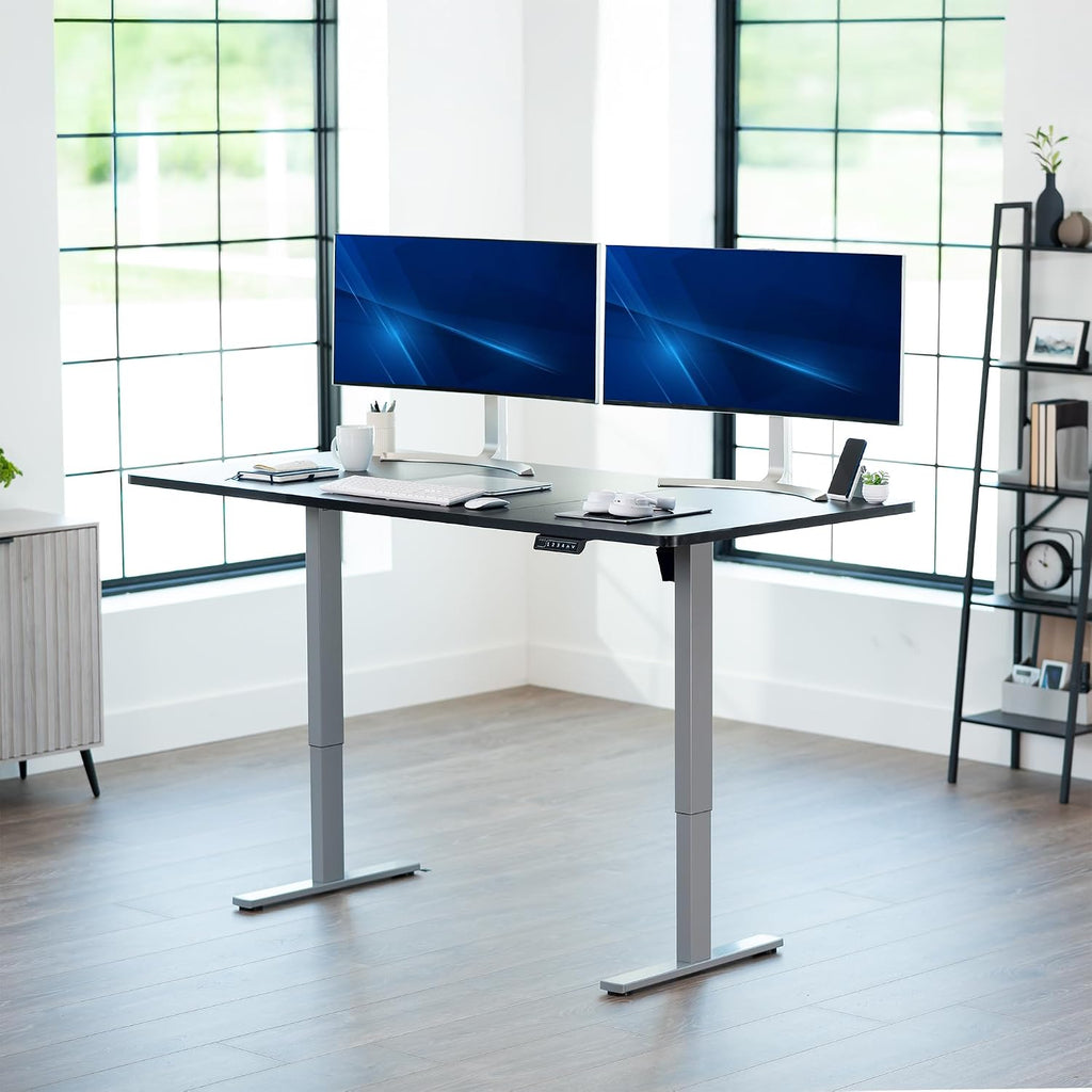 VIVO Electric 71 x 30 in Standing Desk, Memory Height Adjustment, 1B Series, Holds 220 lbs, Black Top Gray Frame, DESK-KIT-1G7B