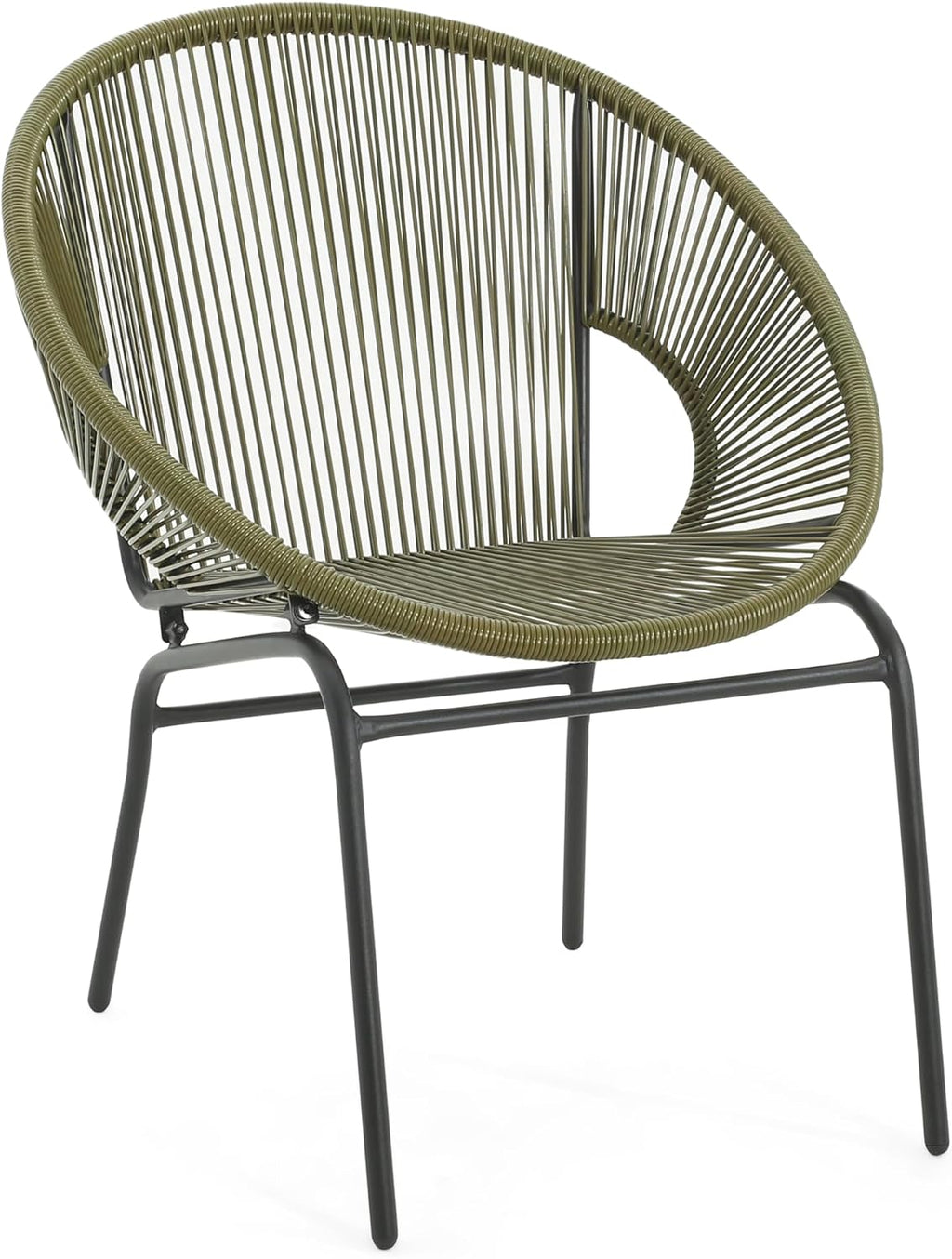 Christopher Knight Home Outdoor Wicker Club Chairs Set of 2, Iron Frame Papasan Chairs for Patio Furniture Set, Poolside Garden Comfy Sofa Set, Green