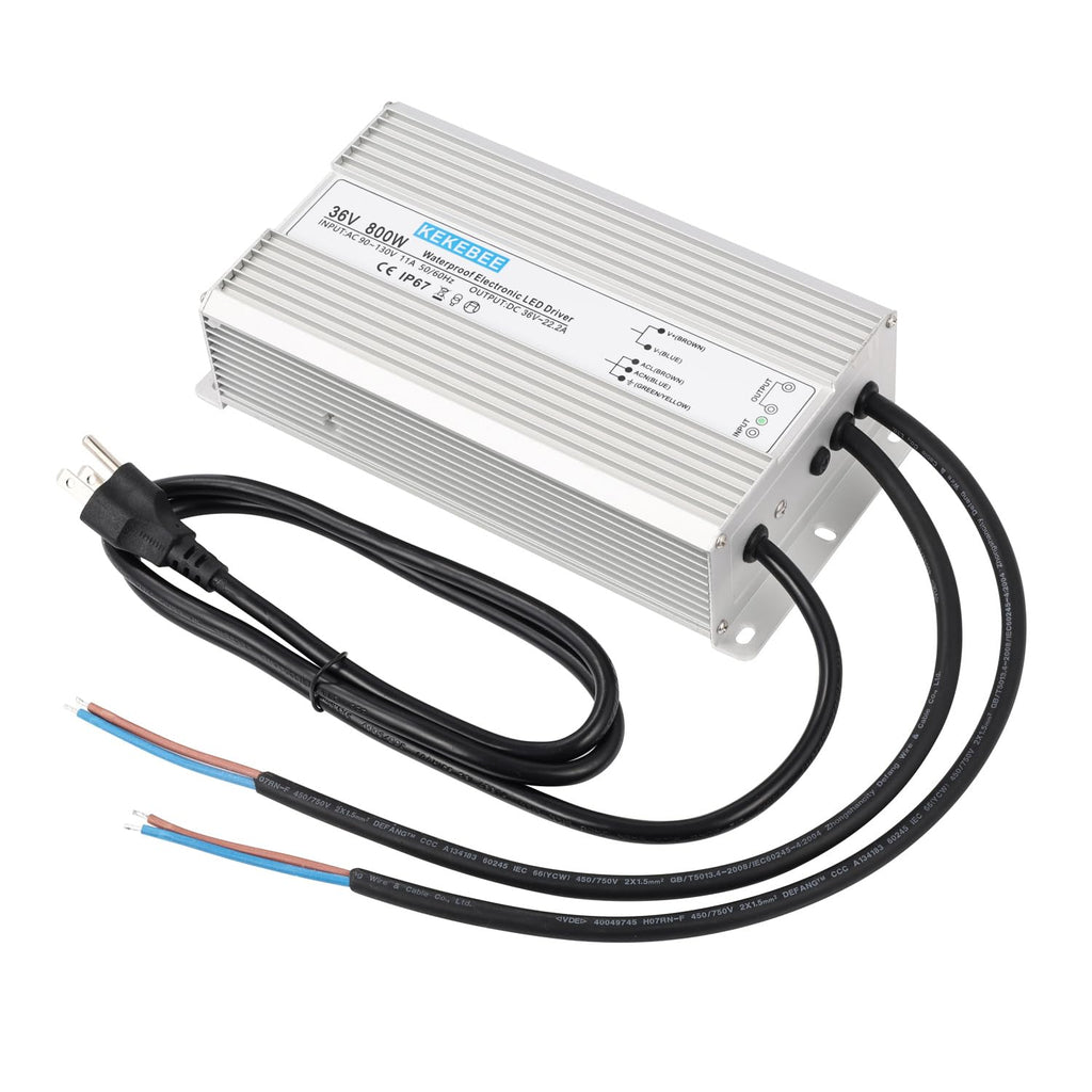LED Driver 36V 800W Waterproof Power Supply AC90-135V to DC36V22.2A IP67 Waterproof Low Voltage Converter Suitable for Outdoor LED Lighting Sign Advertising Light Box and 36V DC Equipment