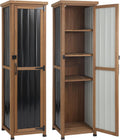 62' H Tall Narrow Outdoor Storage Cabinet with Metal Top, Outdoor Shed Storage Unit Waterproof with Adjustable Shelves for Garden, Patio, Living Room, or Entryway Storage, Black