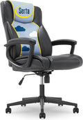 Serta Connor Executive Office Chair, Ergonomic Computer Chair with Layered Body Pillows, Contoured Lumbar, Adjustable Seat Height, Bonded Leather, Black