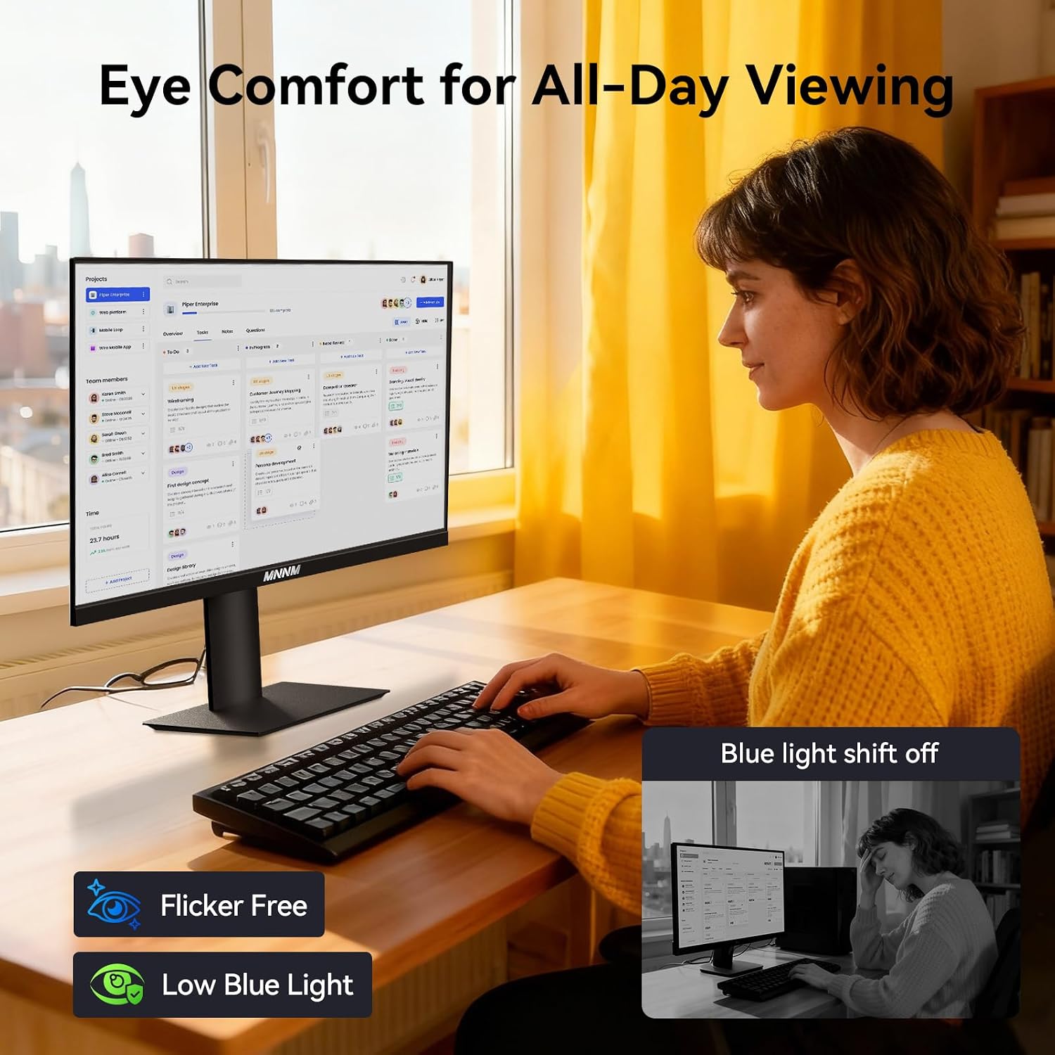 27 Inch Computer Monitor - Fast IPS 2K QHD 2560 x 1440p Desktop Monitor 100Hz 16:9 Display HDMI 2.0 & DP1.4 AMD FreeSync 100% sRGB TÜV Eye Care PC Gaming Screen Support Vesa Height/Tilt/Swivel/Pivot