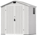 Patiowell 6X4 FT Plastic Outdoor Storage Shed with Floor, Resin Tool Sheds with Lockable Door and Window, Weather-Resistant Garden Shed, Easy Assembly for Backyard, Patio, Light Grey
