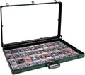 Large Green Cards Trade Show Display Case, Portable Aluminum Trading and Graded Card Display Frame with Locks, Table Top Aluminum Holder with Clear Acrylic Showcase for Jewelry Craft Collector Shows