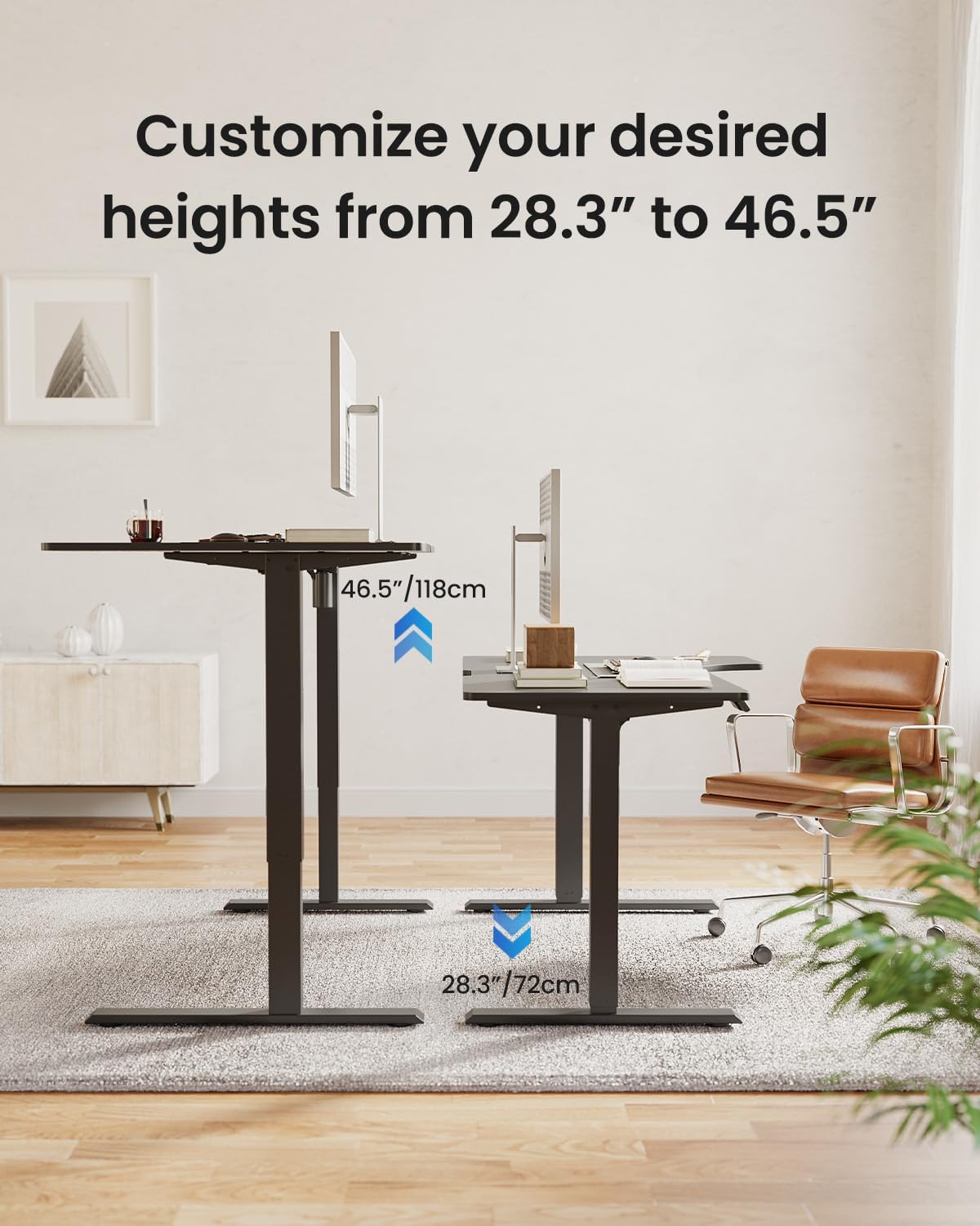 FEZIBO L Shaped Electric Corner Standing Desk, 55×32 inch Home Office & Computer Height Adjustable Table with 4 Memory Height Settings, Ergonomic Sit and Stand Desk with Splice Board, Black Top