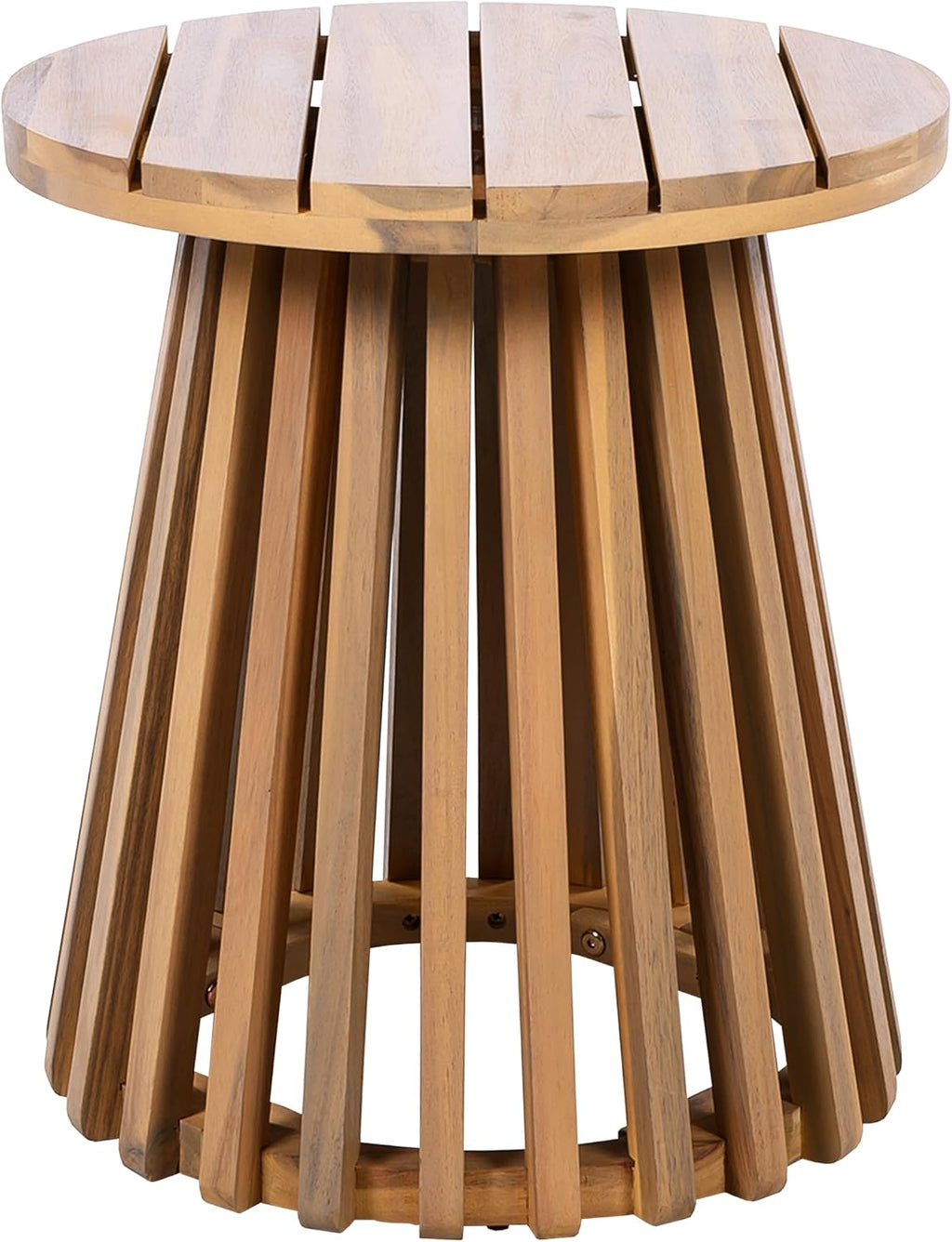 Christopher Knight Home Kiin 3 Pieces Outdoor Patio Furniture Set, Acacia Wood Patio Conversation Set, Side Table and Club Chairs with Cushion for Garden Backyard Balcony, Brown + Cream + Light Teak