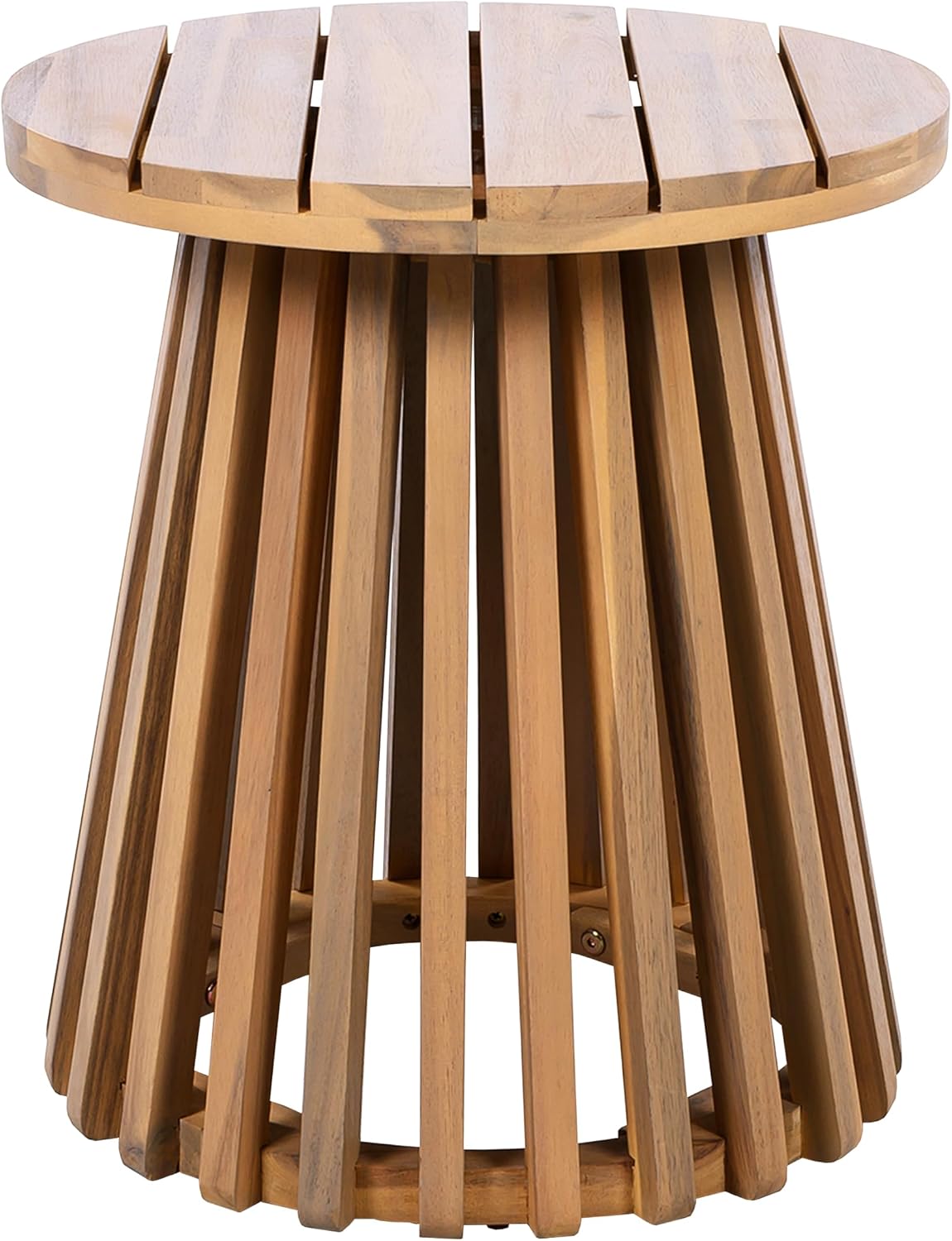 Christopher Knight Home Kiin 3 Pieces Outdoor Patio Furniture Set, Acacia Wood Patio Conversation Set, Side Table and Club Chairs with Cushion for Garden Backyard Balcony, Brown + Cream + Light Teak