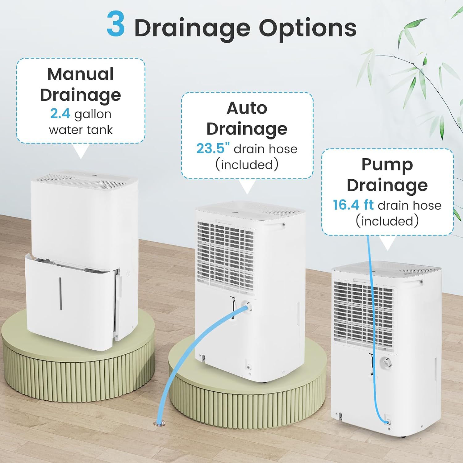 DORTALA 150 Pints Dehumidifier for 7000 Sq.Ft Large Rooms, Basement, Bathroom, Home Dehumidifier with Pump, Drain Hose, 2 Modes, 24H Timer, 2.4 Gal Water Tank, Auto Defrost, White