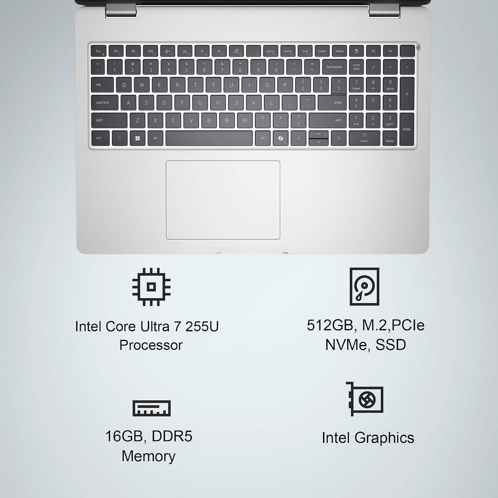 Dell Pro 16 (Next Gen Latitude 3550) Business AI PC Laptop (16' FHD+ Anti-Glare, Intel 12-Core Ultra 7 255U, 16GB DDR5, 512GB SSD) 1080p IR Webcam, Backlit, Thunderbolt 4, Wi-Fi 6E, Win 11 Pro, Sliver