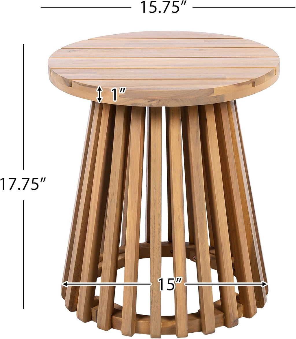 Christopher Knight Home Kiin 3 Pieces Outdoor Patio Furniture Set, Acacia Wood Patio Conversation Set, Side Table and Club Chairs with Cushion for Garden Backyard Balcony, Brown + Cream + Light Teak