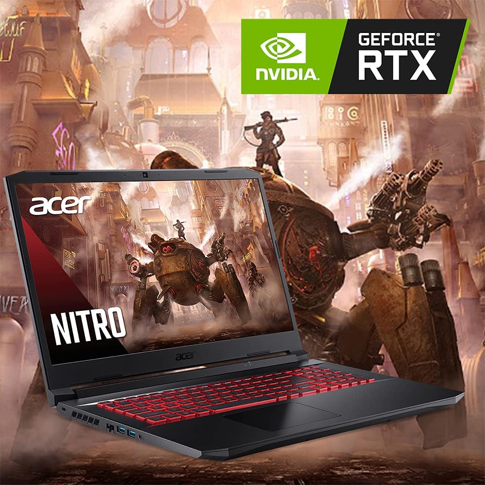 acer Nitro 5 AN517-41-R3NX Gaming Laptop, AMD Ryzen 7 5800H Octa-Core CPU | NVIDIA GeForce RTX 3080 Laptop GPU | 17.3' FHD 360Hz IPS 3ms Display | 16GB DDR4 | 1TB NVMe SSD | WiFi 6 | RGB Keyboard