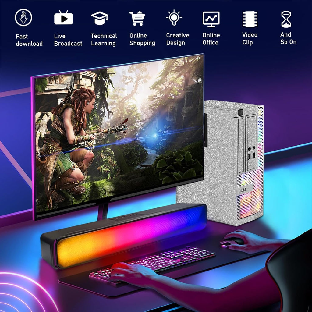 Dell RGB Desktop PC Computer, Intel Core i7 up to 3.9G, 16GB RAM, 512GB SSD, WiFi, BT 5.0, New 24'' 1080 FHD Monitor, Windows 11 Pro (Renewed)