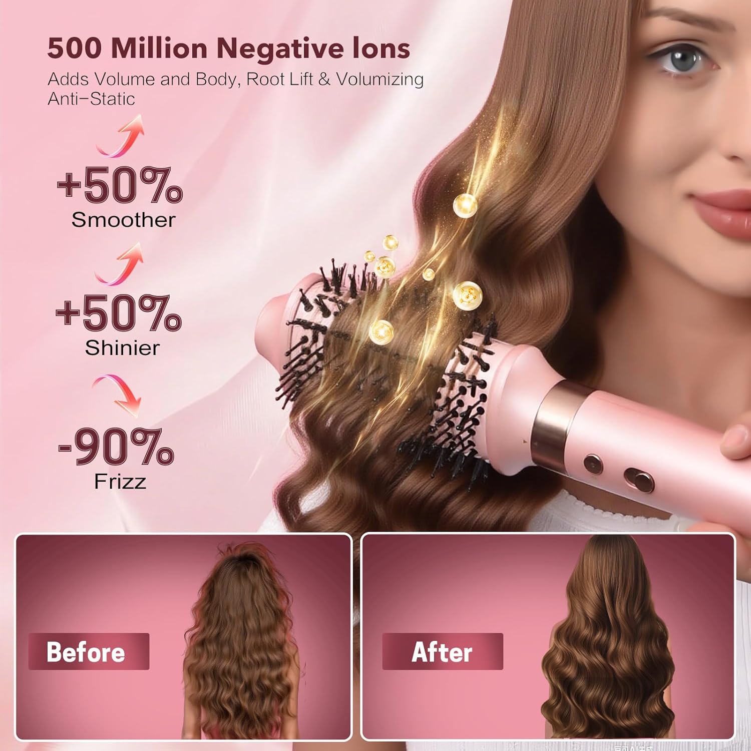 StyleVibe 6-in-1 Air Styler, Dual Voltage Hair Dryer & Blow Dryer Brush with Travel Case - Auto Wrap Curls (L/R), Fast Drying, Thermal Brush for Blowouts & Frizz-Free Volume, No Heat Damage
