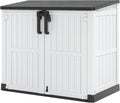 36 Cu Ft Resin Outdoor Storage Shed, Weatherproof Horizontal Outdoor Storage Cabinet with Dual Lock Door for Backyard, Patio, Garage, Garden(White)