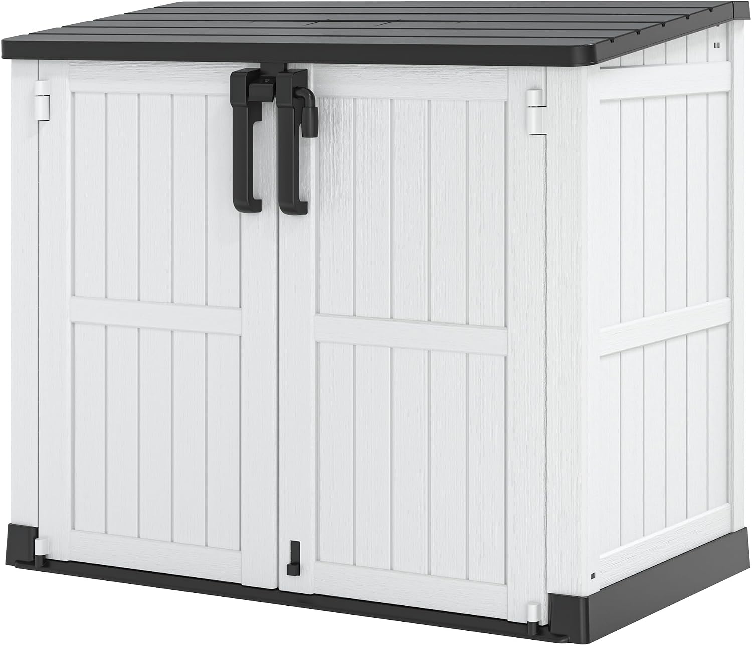 36 Cu Ft Resin Outdoor Storage Shed, Weatherproof Horizontal Outdoor Storage Cabinet with Dual Lock Door for Backyard, Patio, Garage, Garden(White)